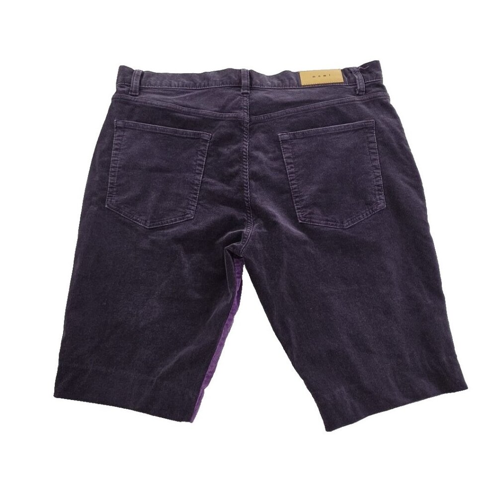 MNML Corduroy Shorts Mens 36 Purple Button Fly 12" Inseam Contrast Stripe - Picture 2 of 12